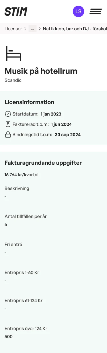 Mobile licence page